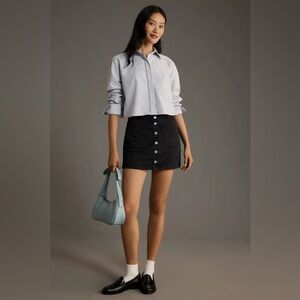 Anthropology Pilcro Black Button-Front denim Mini Skirt Y2K Sz 2 cotton